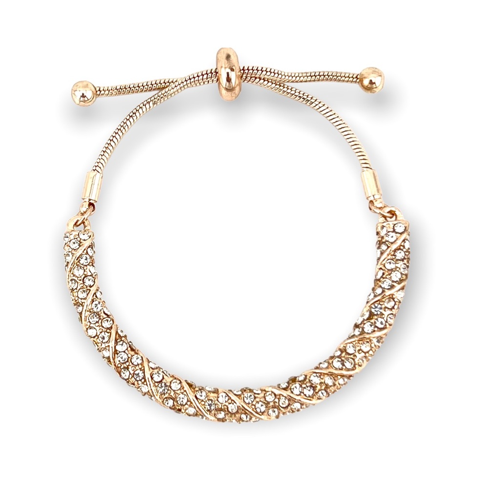 Swarovski Gold-Tone Twisted Crystal Pavé Adjustable Bracelet